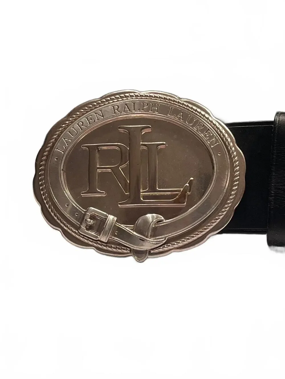 Lauren Ralph Lauren Genuine Leather Black Belt with Silver Buckle XL